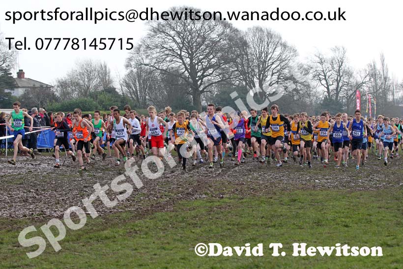 Start of the of the under-13 boys Inter Counties Cross Country, Cofton Park, Birmingham. Photo: David T. Hewitson/Sports for All Pics